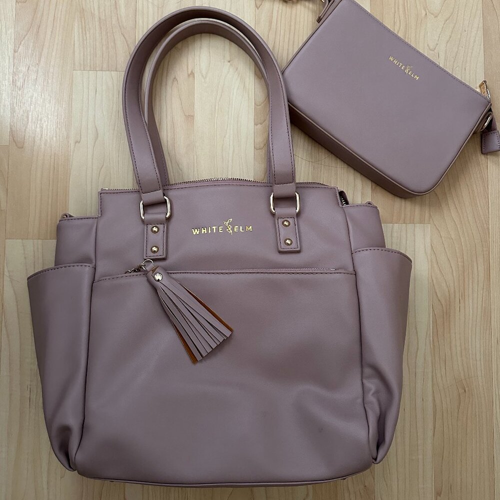 White Elm Gemini Convertible Backpack & Ara Crossbody Clutch- Dusty Rose